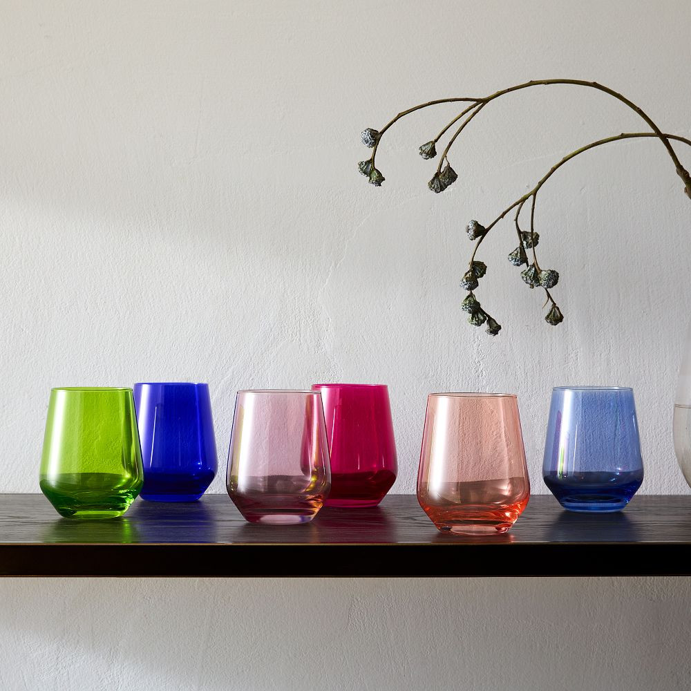 Estelle Colored Glass Stemless Wine Glass (Set of 6) | West Elm (US)