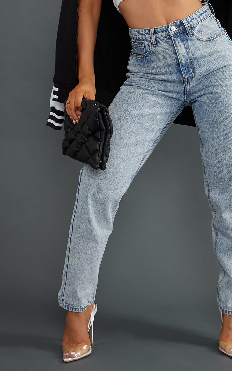 PrettyLittleThing Acid Blue Mom Jean | PrettyLittleThing US