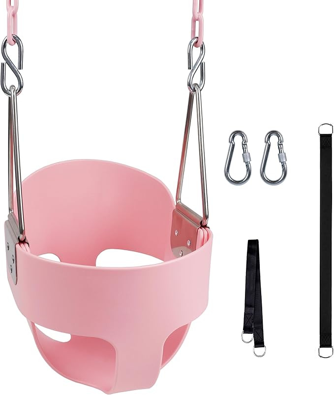 KINSPORY Toddler Swing, 59" Coated Heavy-Duty Iron Chains Baby Swing Outdoor, High Back Full Buck... | Amazon (US)