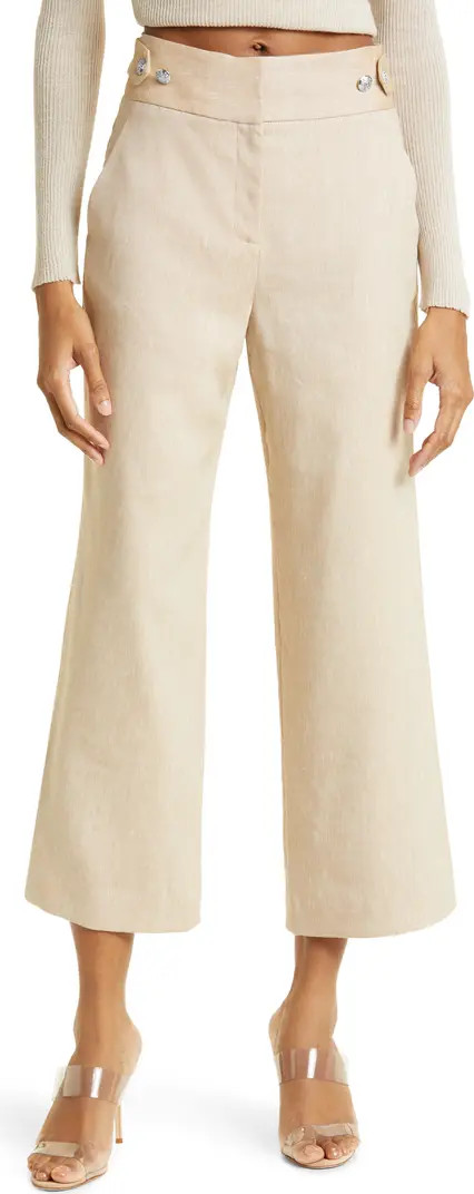 Aubrie Flare Crop Linen Blend Pants | Nordstrom