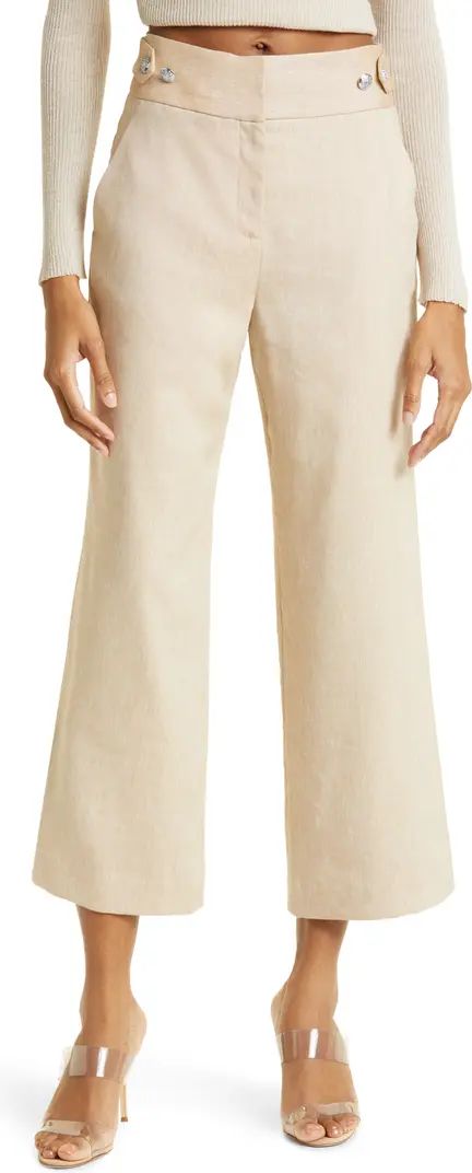 Aubrie Flare Crop Linen Blend Pants | Nordstrom