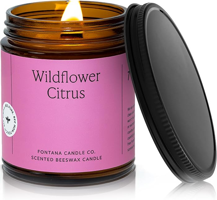 Fontana Candle Co Wood Wick Beeswax Jar Candles, Wildflower Citrus - Made with Coconut Oil & Pure... | Amazon (US)
