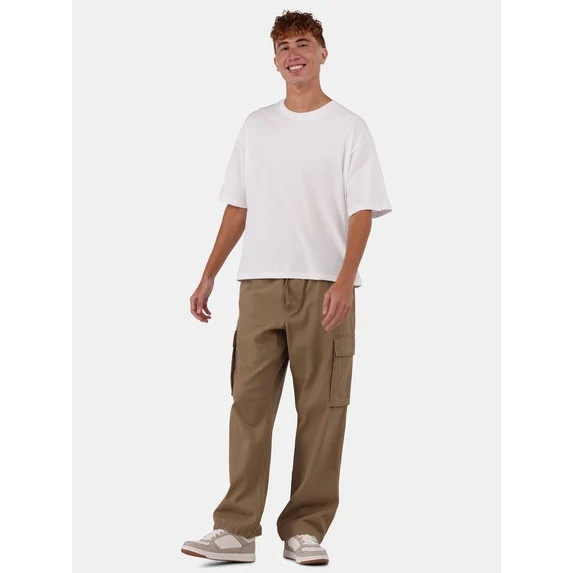 No Boundaries Cotton Oversized Cropped Tee with Short Sleeves, Men's and Big Men's XS-5XL | Walmart (US)