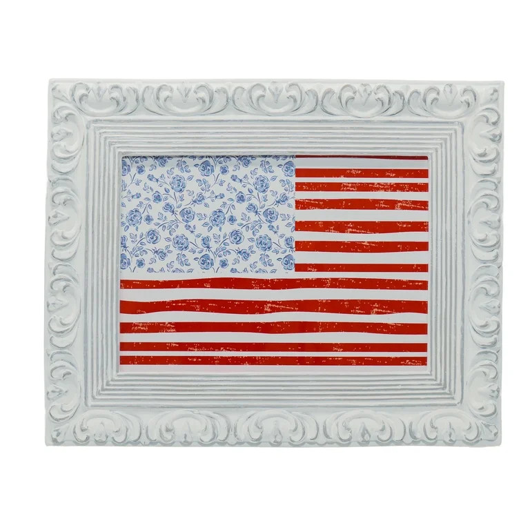 Floral Flag Hanging Sign, Red/White/Blue, 10" x 8", by My Texas House | Walmart (US)