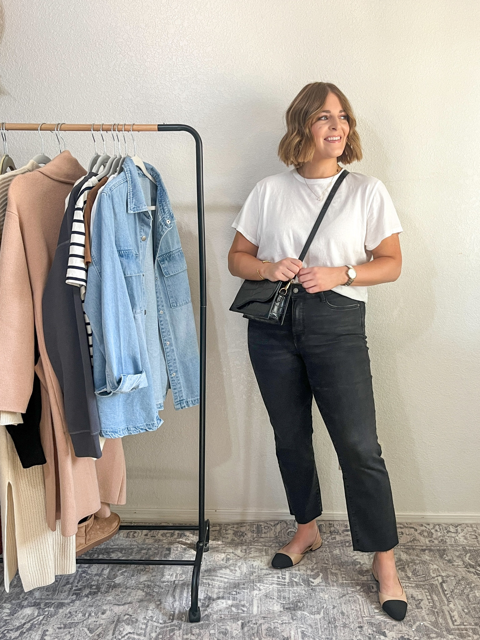 Styling cap-toe flats// white t-shirt + black jeans

Wearing L in tee
Jeans tts 

#LTKstyletip #LTKshoecrush #LTKmidsize