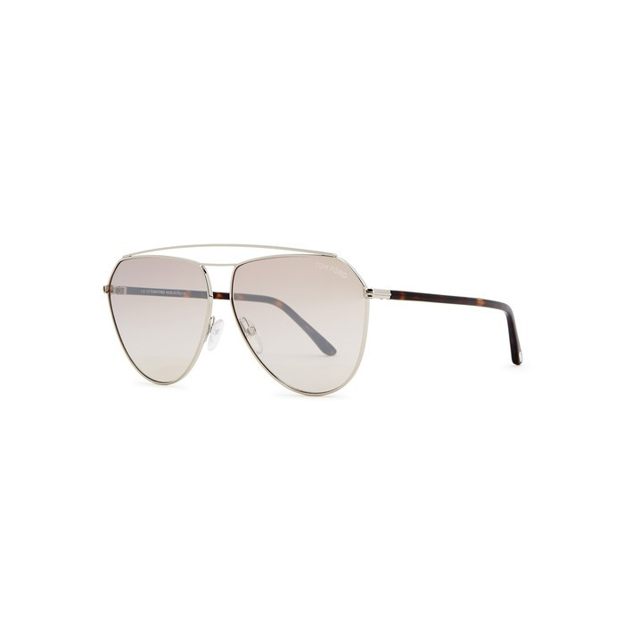 Tom Ford Eyewear Binx Silver-tone Aviator-style Sunglasses | Harvey Nichols (Global)