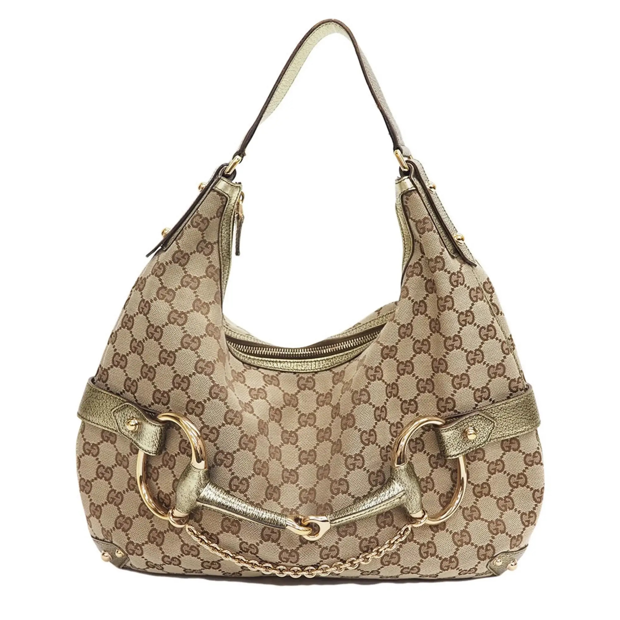 Gucci Gucci GG Canvas Horsebit Hobo Bag Beige Gold Shoulder 131026 Ladies | Grailed | Grailed