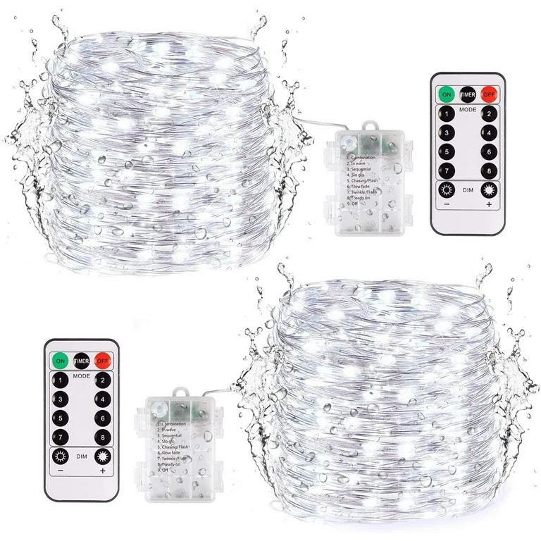 INSMA LED Fairy Lights 2 Pack Battery Operated String Lights IP65 Waterproof Copper Wire String L... | Walmart (US)