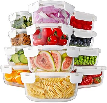 Bayco 24 Piece Glass Food Storage Containers with Lids, Glass Meal Prep Containers, Airtight Glas... | Amazon (US)
