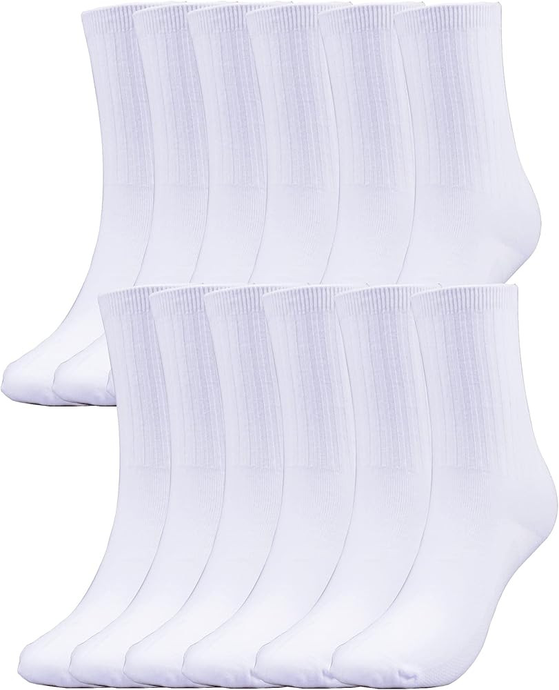Unisex Girls Boys Little Kids Youth School Uniform Crew Dress Socks Seamless Black White Navy 6 P... | Amazon (US)