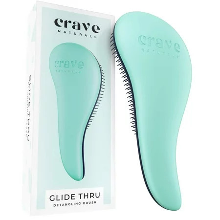 Crave Naturals Glide Thru Detangling Brush for Adults & Kids Hair - Detangler Hairbrush for Natural Curly Straight Wet or Dry Hair (Turquoise) | Walmart (US)
