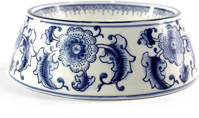 Handpainted Blue & White Porcelain Dog Bowls, Non Slip Non Spill 7.2 Inch Ceramic Dog Cat Food an... | Amazon (US)