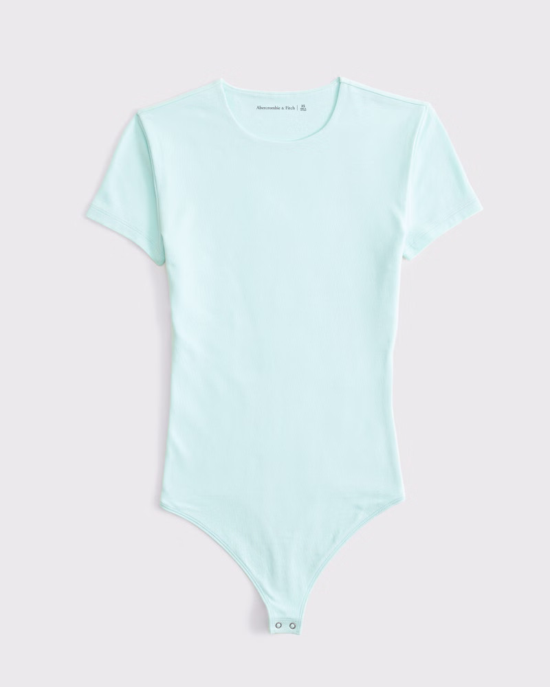 Women's Short-Sleeve Cotton-Blend Seamless Fabric Crew Bodysuit | Women's New Arrivals | Abercrom... | Abercrombie & Fitch (US)