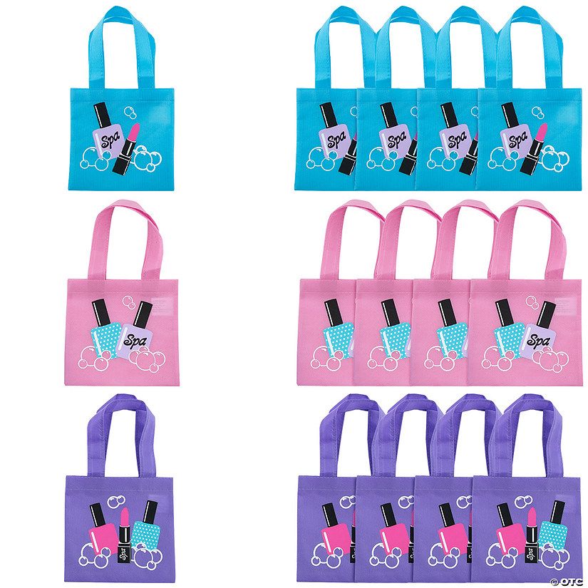 6" x 6" Mini Spa Party Nonwoven Tote Bags - 12 Pc. | Oriental Trading Company