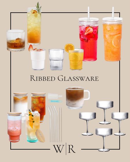 Ribbed Glassware. Ribbed martini glass. Ribbed coffee mug. Ribbed tumbler. Ribbed Glass set. 

#LTKhome #LTKunder50 #LTKsalealert