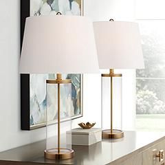 Glass and Gold Cylinder Fillable Table Lamp Set of 2 | www.lampsplus.com | Lamps Plus