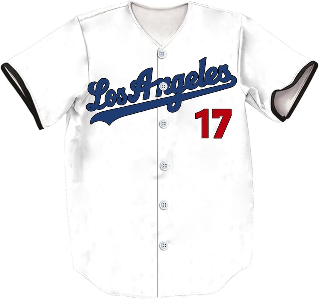 Unisex 17 Printed Short Sleeve Button Down Baseball Jersey | Amazon (US)