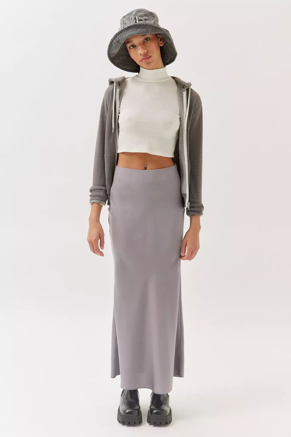 NIA '90s Satin Midi Skirt | Urban Outfitters (US and RoW)