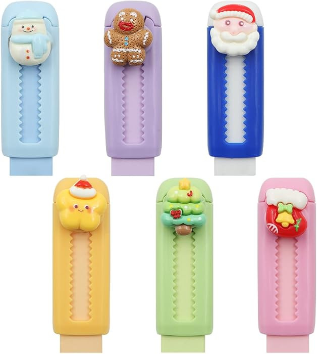 Christmas Retractable Eraser, 6 Pcs Kids Retractable Eraser, Santa Claus Star Snowman Socks Chris... | Amazon (US)