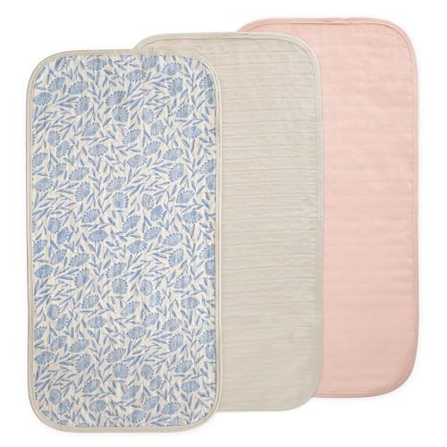 mushie Water Repellent Changing Pad Liners | Made with Organic Cotton | Set of 3 (Blue Flowers Combo) | Amazon (US)