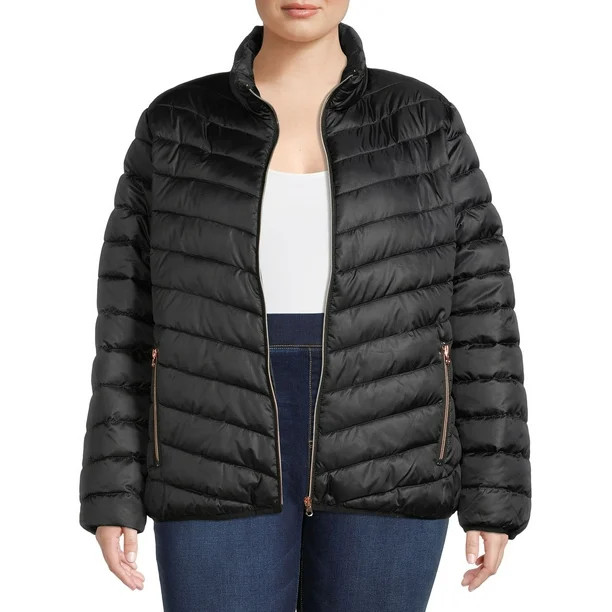 Big Chill Women's Plus Size Packable Puffer Jacket - Walmart.com | Walmart (US)