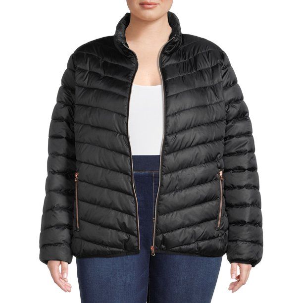 Big Chill Women's Plus Size Packable Puffer Jacket - Walmart.com | Walmart (US)