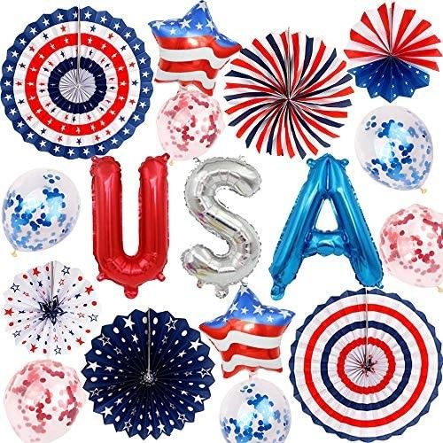 Independence Day Balloon Decoration Kit, 4th of July Patriotic Decorations; Red Blue White Decor | Amazon (US)