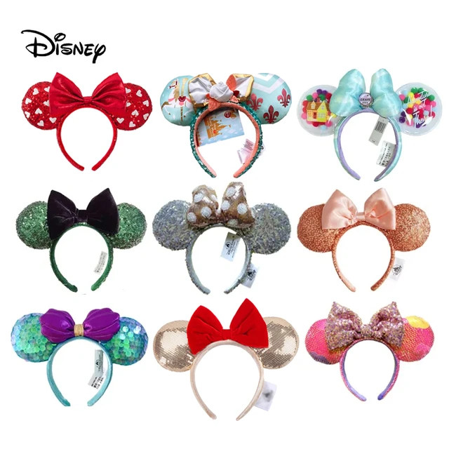 Disney Mickey Mouse Ear Headband Amusement Park Hair Hoop Fish Scale Sequin Mesh Party Headwear G... | AliExpress (US)