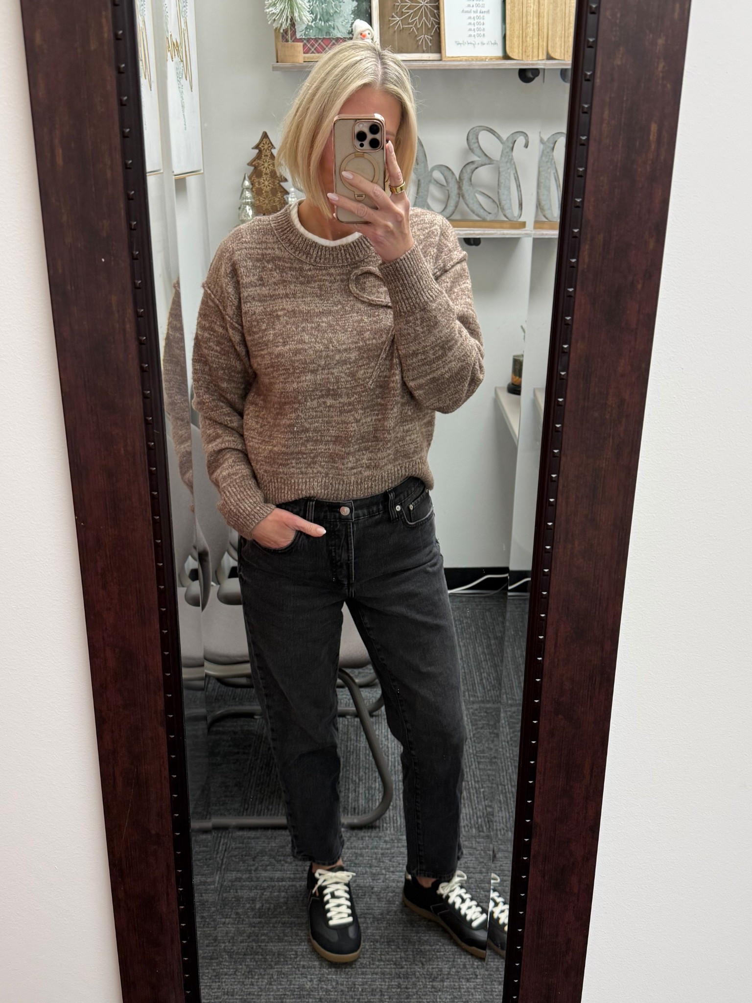 I love this sweater from Target. The color is fantastic and works well with a neutral color palette and the understated bow adds a fun element. Fits tts I’m wearing a medium. 

My jeans are from Free Assembly at Walmart. I’m wearing a 4.

My sneakers are from Dr. Scholl’s and they’re ridiculously comfortable. 

#LTKootd #LTKFindsUnder50 #LTKOver40
