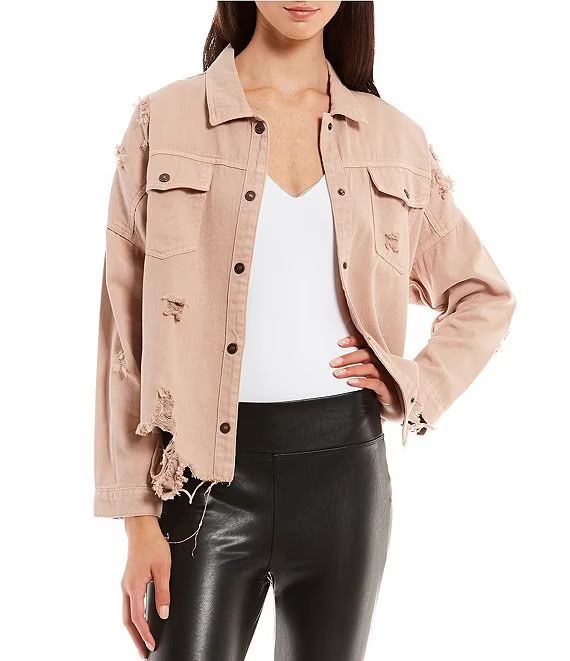 Destructed Hem Shacket | Dillard's