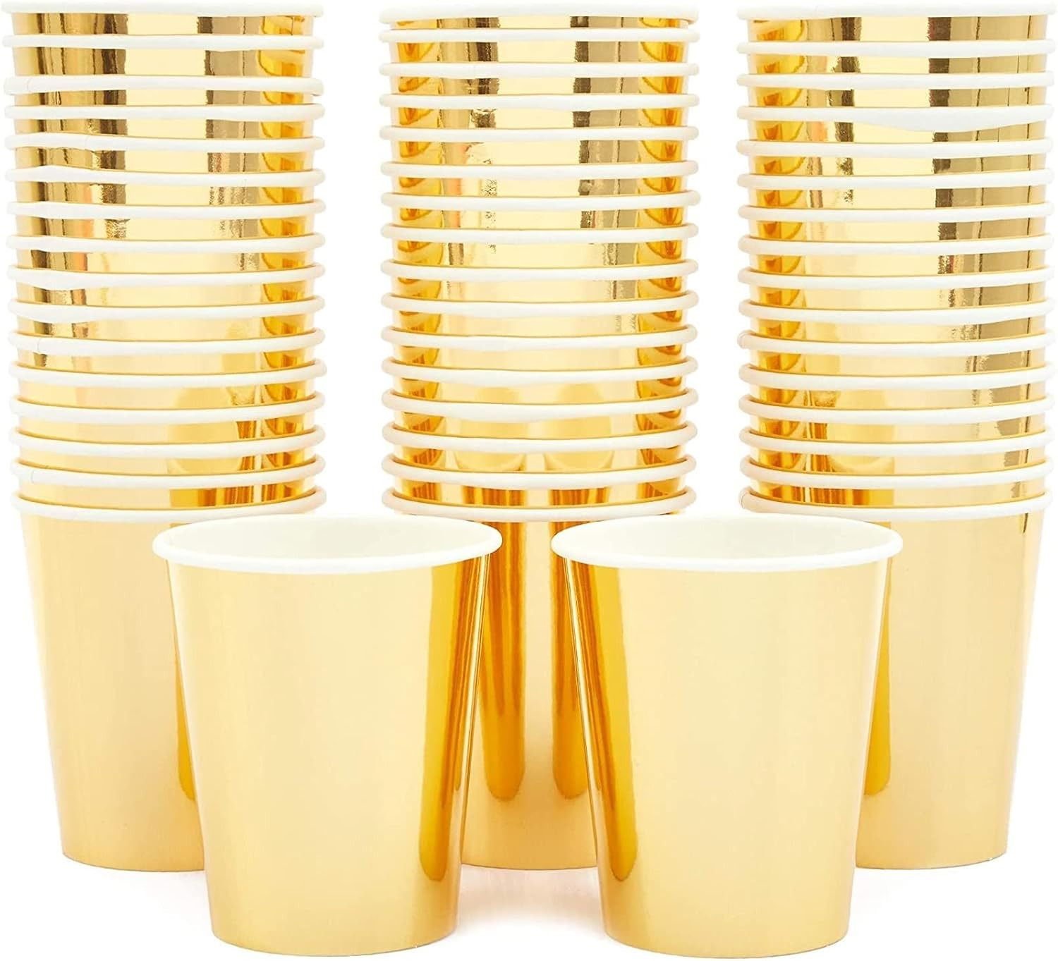 50 Pack 9oz Gold Party Disposable Cups for Hot Drinks, Party Supplies, Weddings, Bridal Showers | Amazon (US)