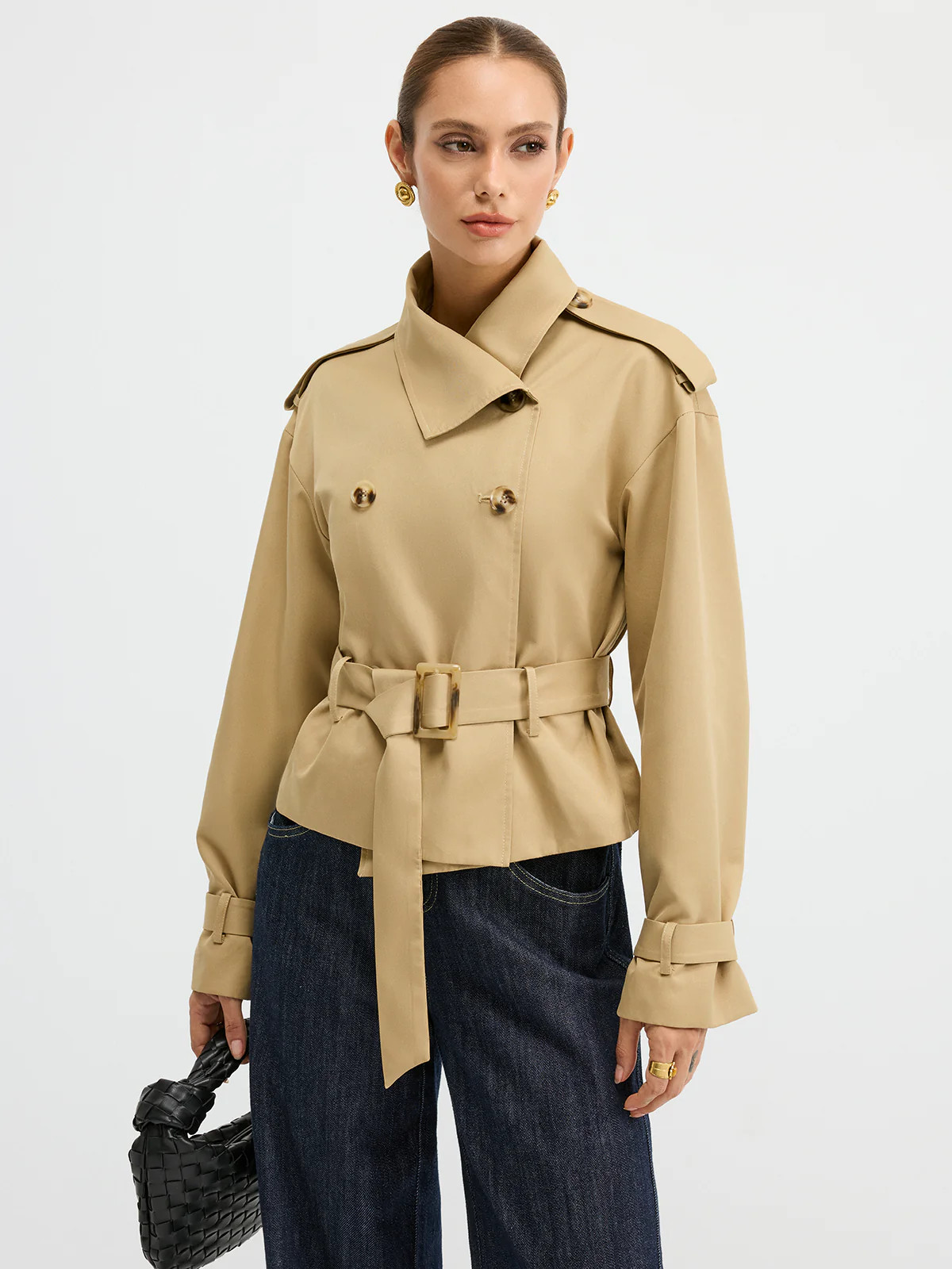 Double-Breasted Belted Trench Coat | Commense
