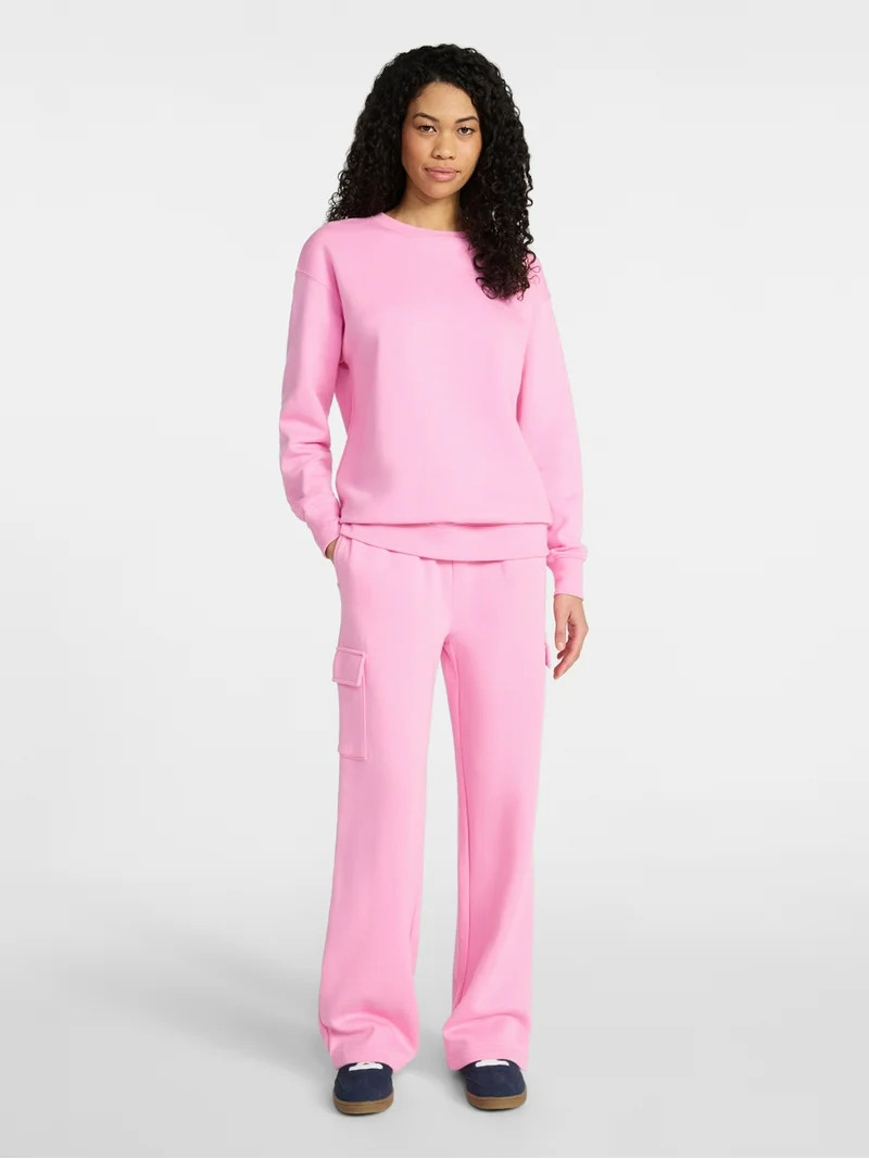 No Boundaries Fleece Oversized Sweatshirt with Long Sleeves, Women’s Sizes XXS-4X | Walmart (US)