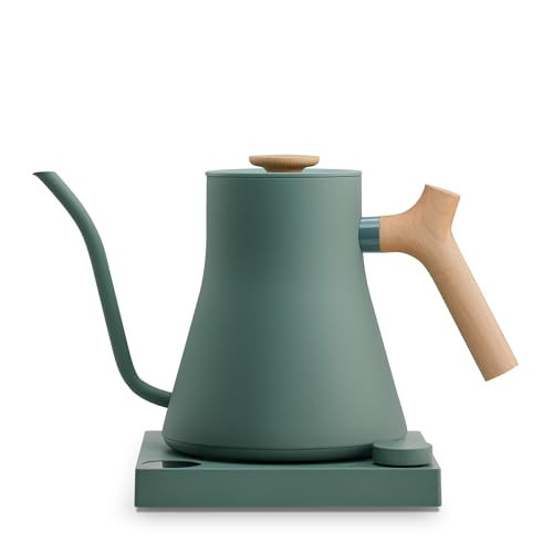 Fellow Stagg EKG Pro Electric Gooseneck Kettle - Pour-Over Coffee and Tea, Quick Heating, Precise Temperature Control, Scheduling, Built-in Brew Timer, Smoke Green with Maple Wood Handle, 0.9 Liter | Amazon (US)