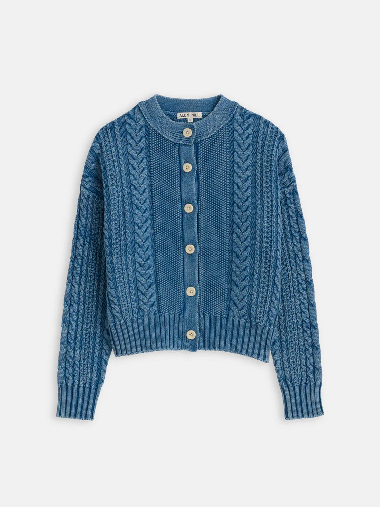 Nico Chunky Cardigan in Indigo Cable | Alex Mill