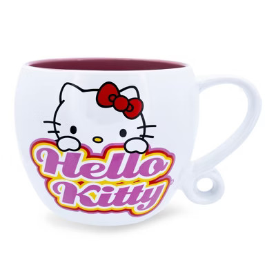 Silver Buffalo Sanrio Hello Kitty Hearts Ceramic Coffee Cup With Loop Handle | Holds 16 Ounces | Target