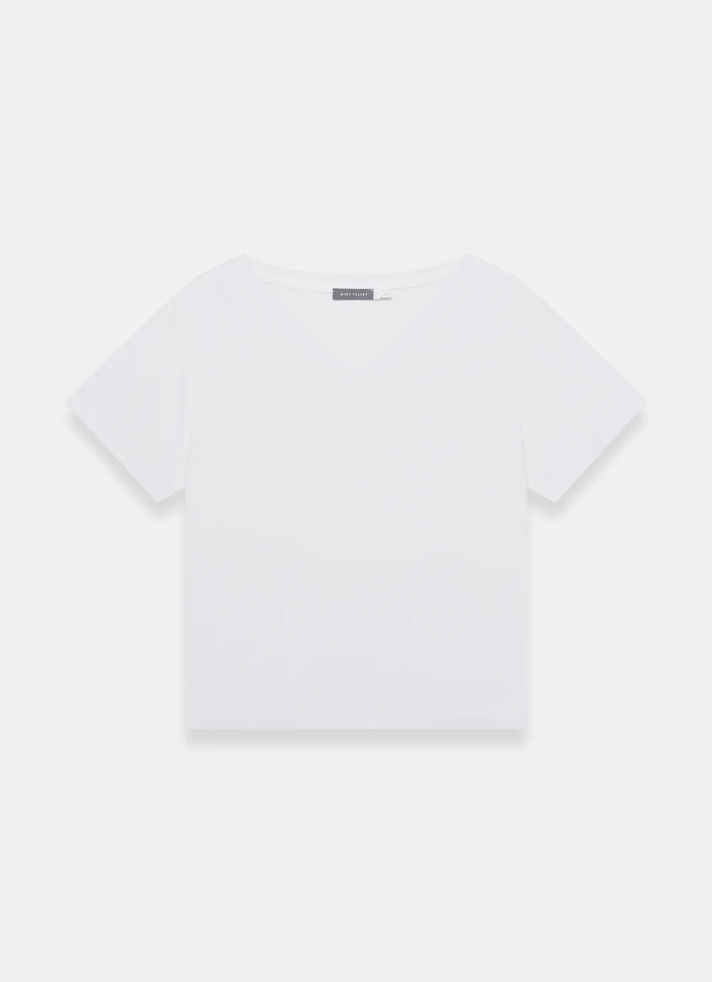 White Linen Blend V-Neck T-Shirt | Mint Velvet