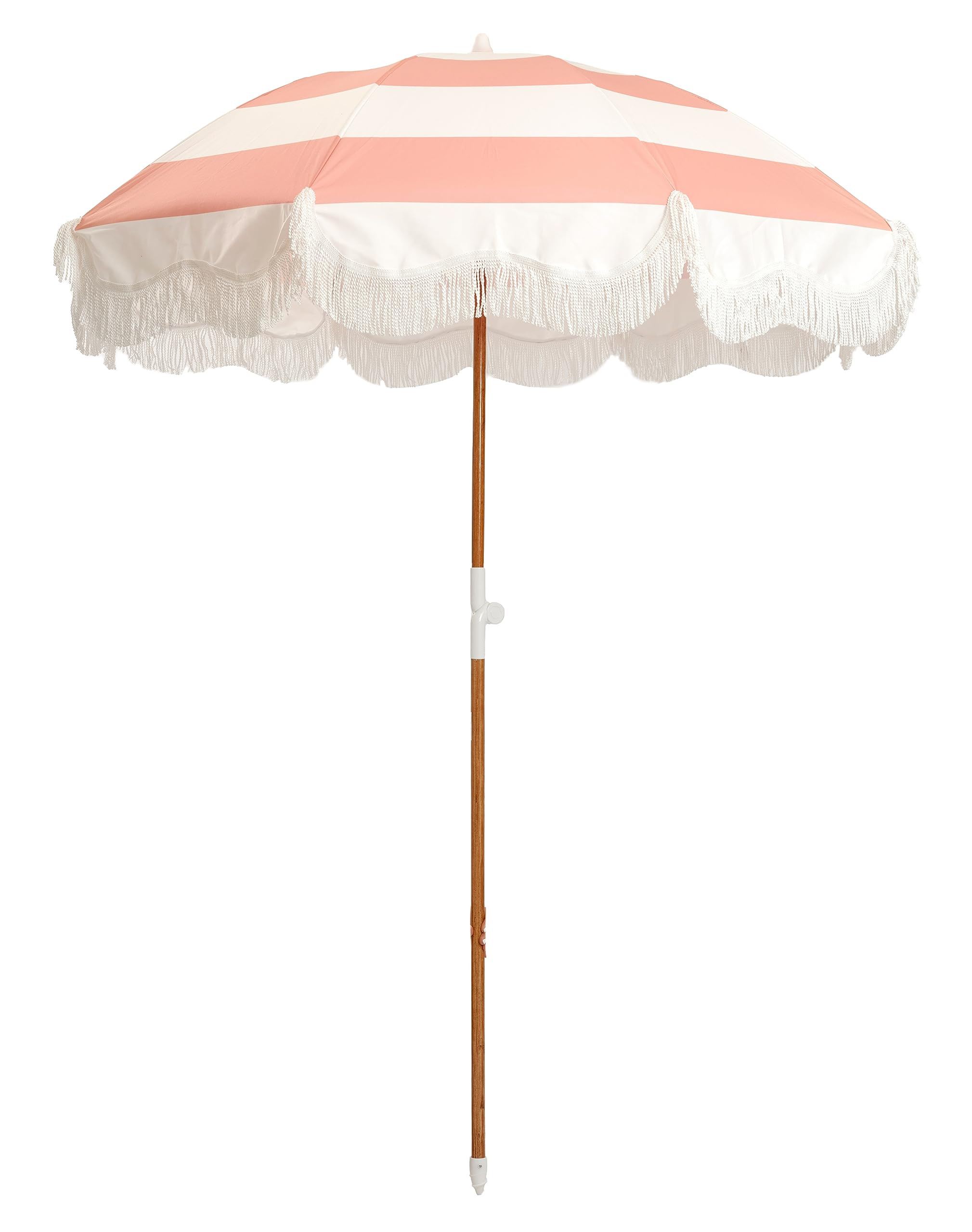 Business & Pleasure Co. Holiday Umbrella - Boho Beach Umbrella with White Fringe, UPF 50+, 1" Til... | Amazon (US)