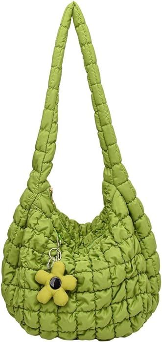 Women's Quilted Handbag Nylon Puffer Shoulder Bag Soft Puffy Tote Bag Lightweight Padding Underar... | Amazon (US)