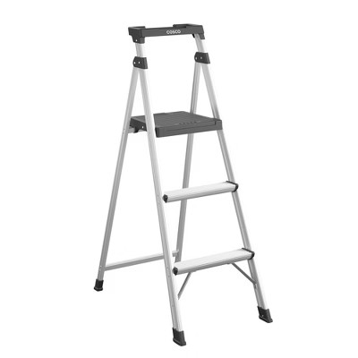 Cosco 3-Step 5' Lite Solutions Folding Step Stool Aluminum/Black | Target
