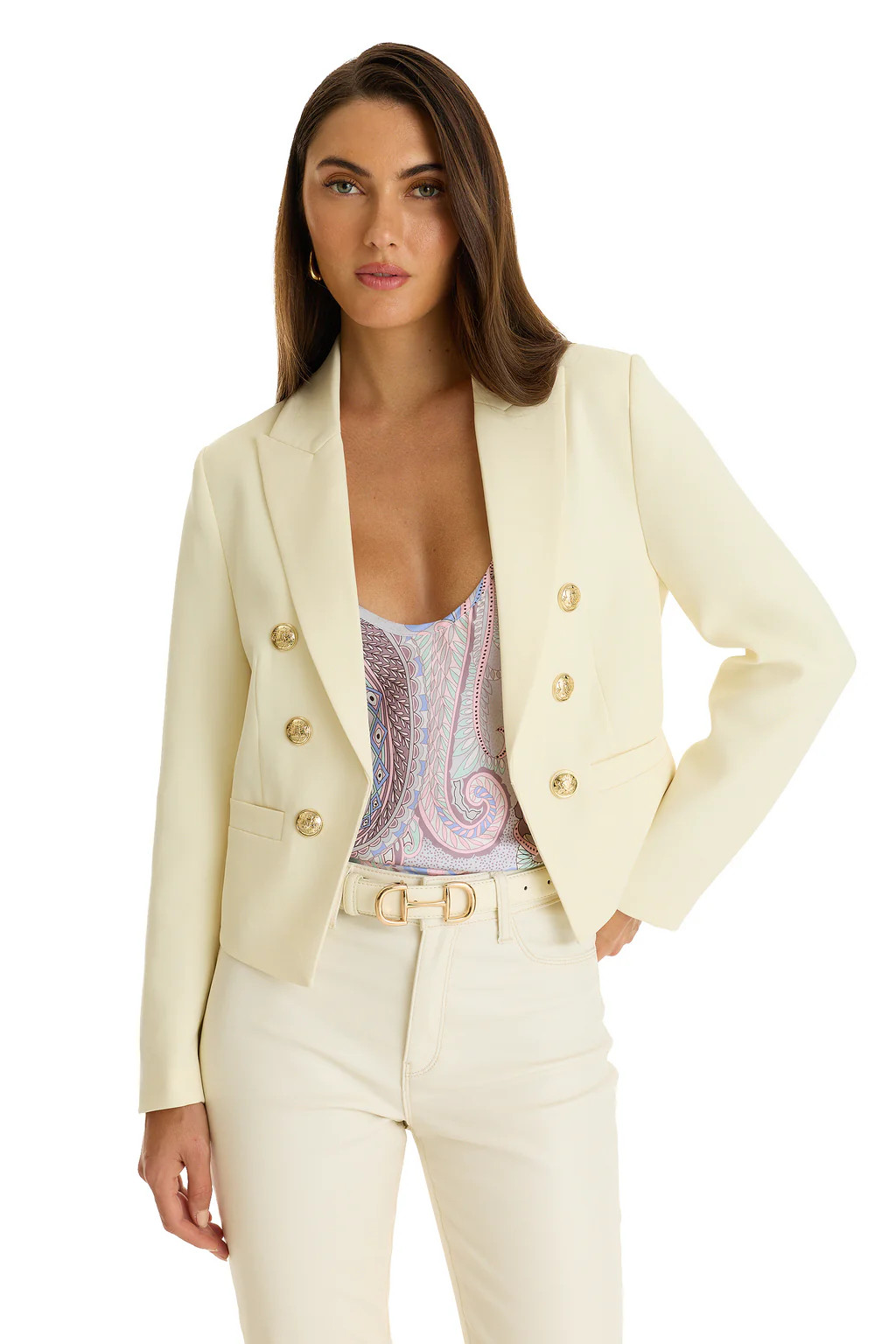 Gabrielle Double Breasted Blazer - Pearl | The Noli Shop