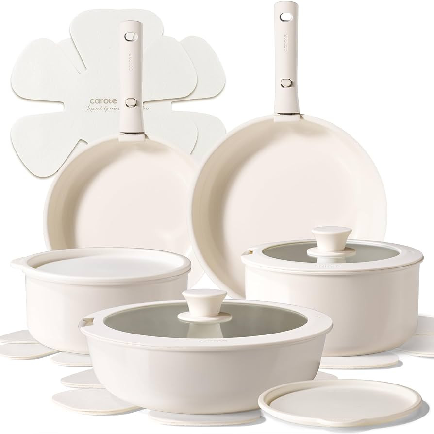 CAROTE Ceramic Cookware Sets, Pots and Pans Set Non Stick Non Toxic, Induction Cookware, Kitchen ... | Amazon (US)