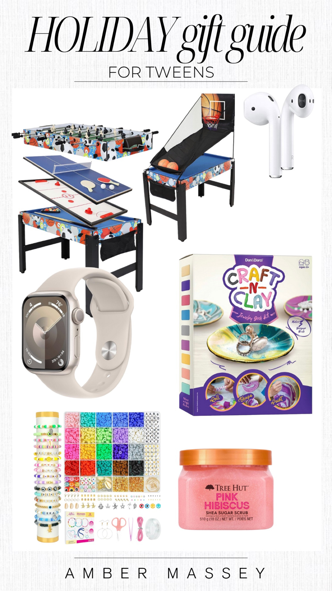 Gift ideas for tweens. AirPods | Apple Watch | beads | tree hut | basketball | ping pong | air hockey

#LTKkids #LTKGiftGuide #LTKfindsunder100