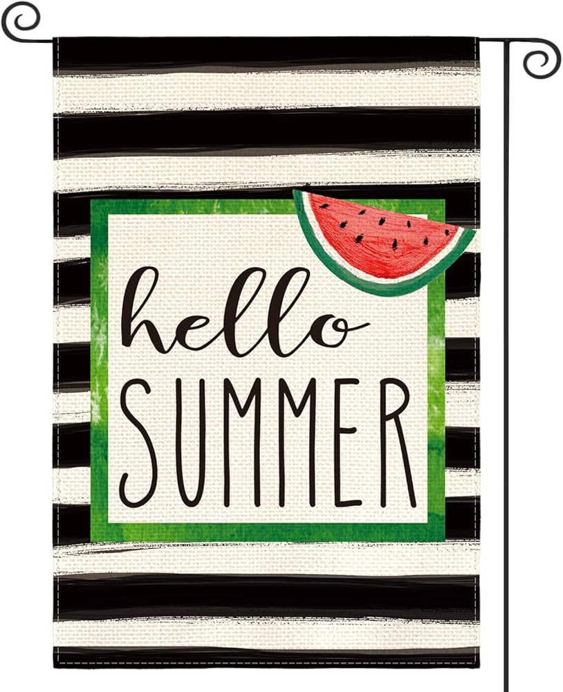 AVOIN colorlife Watercolor Stripes Hello Summer Watermelon Garden Flag Double Sided Outside, Holi... | Amazon (US)