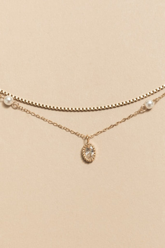 Thelma Stainless Steel Pearl Station Pendant Necklace | Francesca's