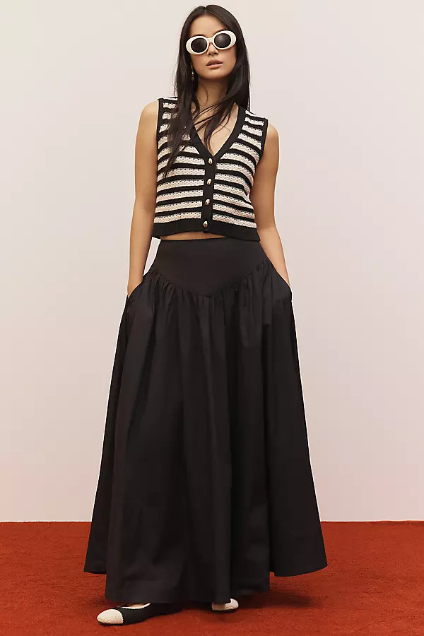 Drop-Waist A-Line Maxi Skirt | Anthropologie (US)