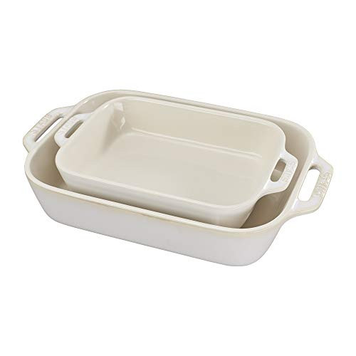 Staub Ceramic 2-pc Rectangular Baking Dish Set - Rustic Ivory | Amazon (US)