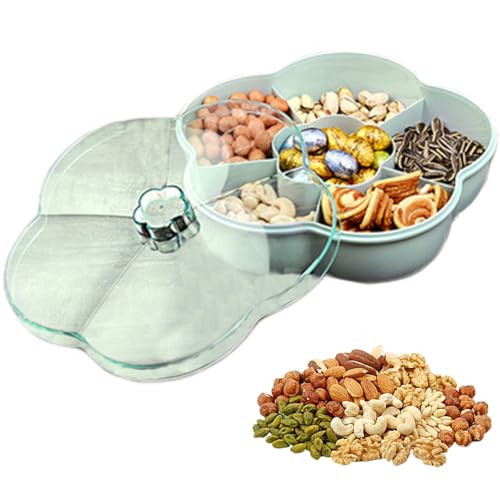 Snack Storage Box, Divided Serving Tray, Flower Shape Snack Serving Tray Snacks Storage Box with Lid for Nut Candy Dried Fruit Food for Candy, Fruits, Snacks | Amazon (US)