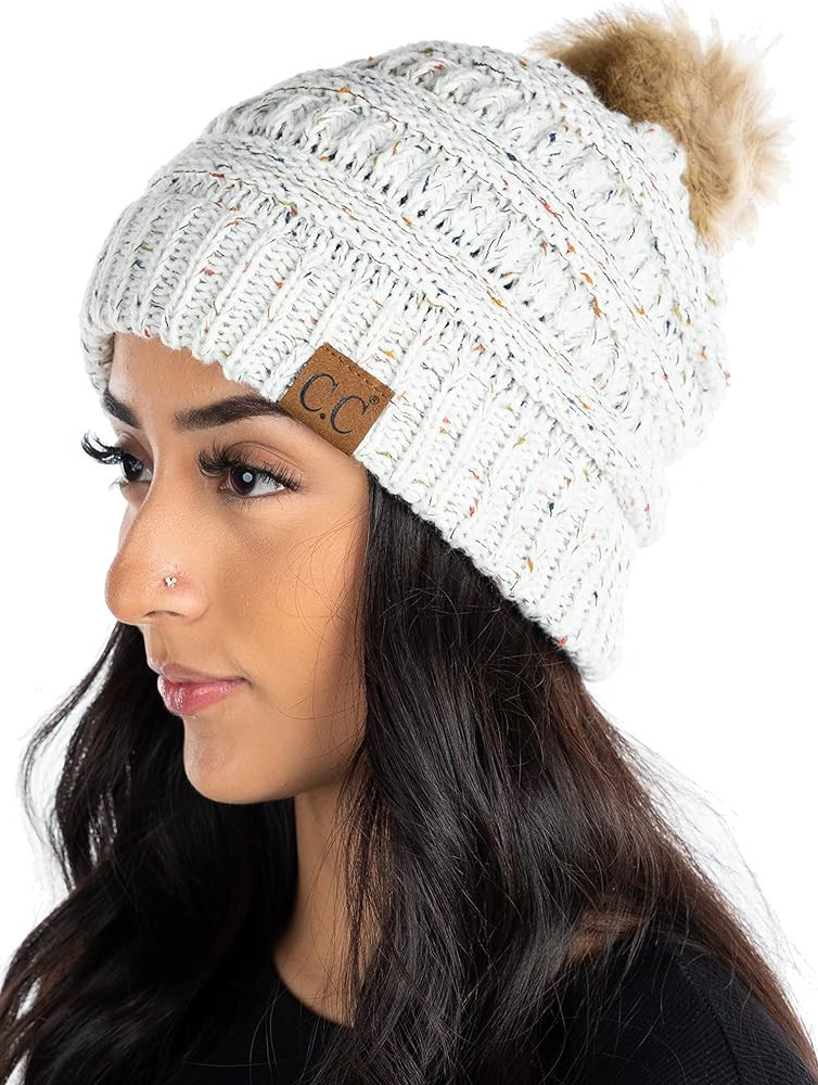 Funky Junque Beanies Women Confetti Cable Knit Crochet Hat Skullies Toboggan Thick Soft Warm Wint... | Amazon (US)