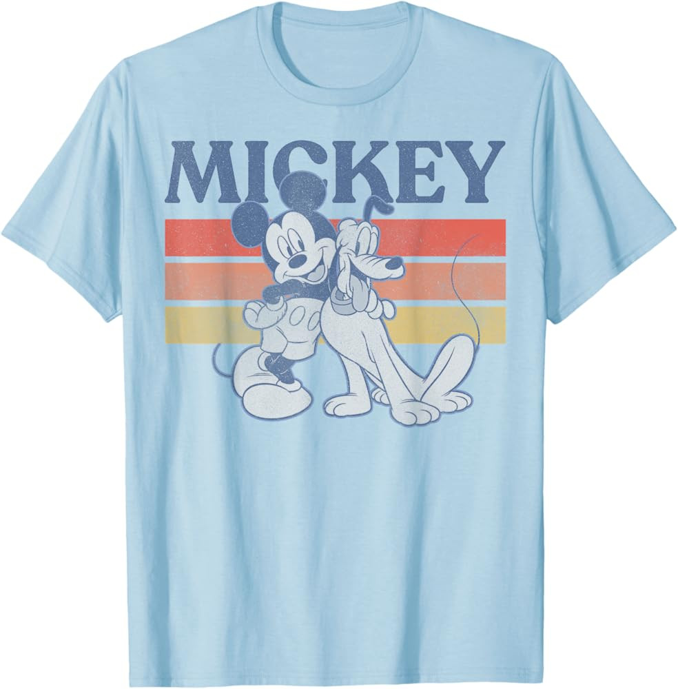 Disney Mickey And Friends Mickey And Pluto Retro Line T-Shirt | Amazon (US)
